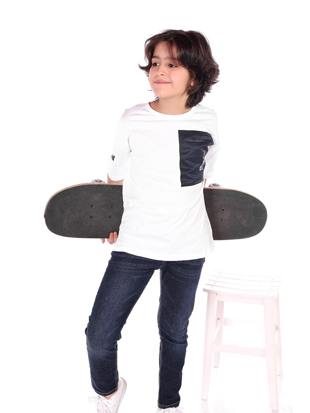 Beyaz Erkek Çocuk Break The Lımıts Baskılı Tişört