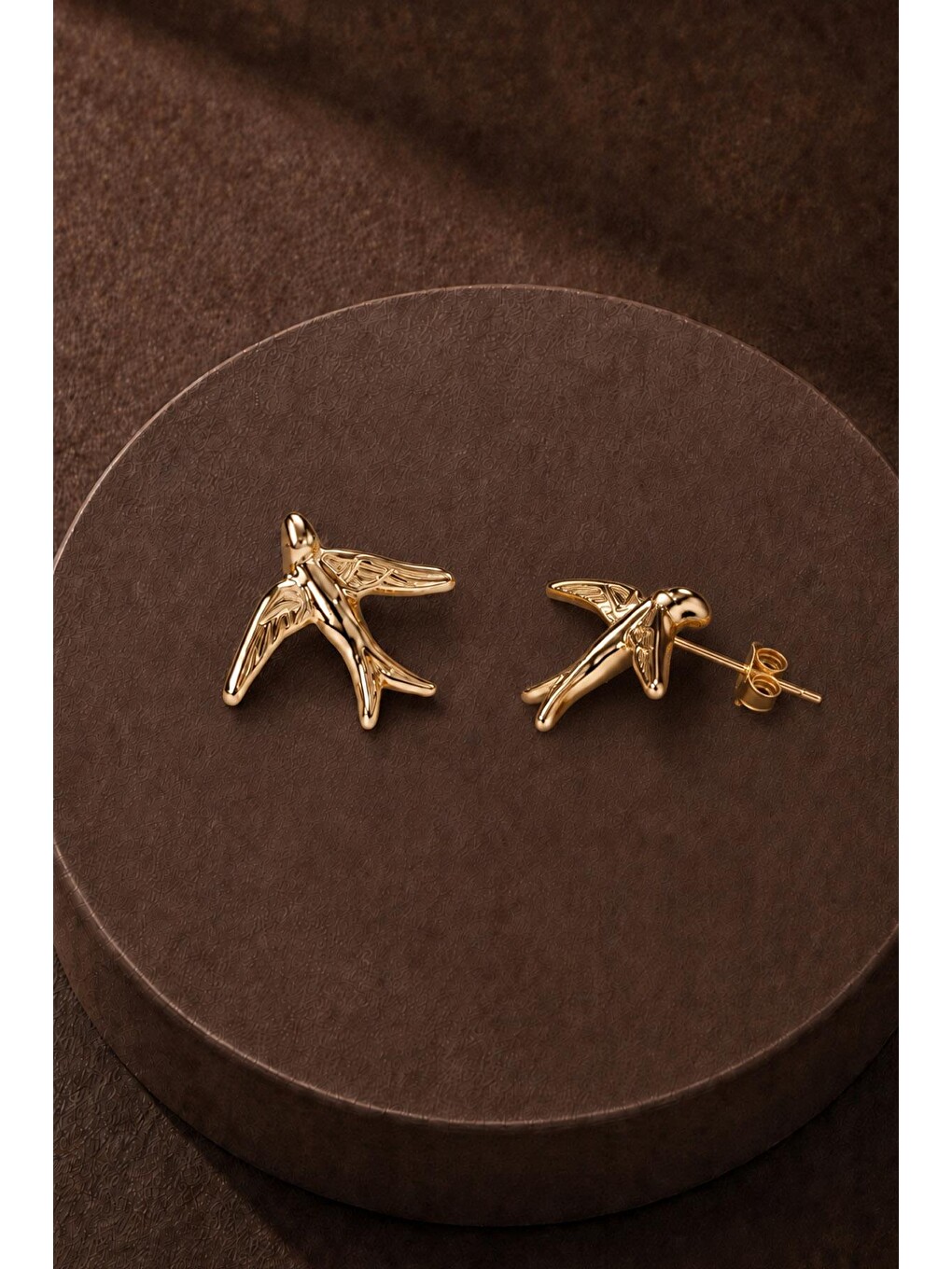 Sarı Mini Kırlangıç Gold Küpe-2