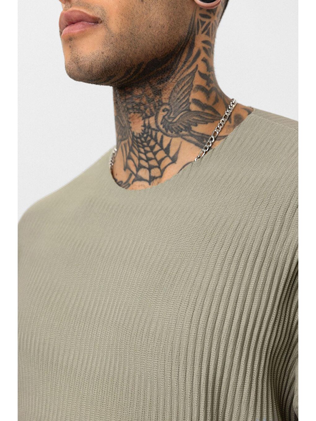 Basic Oversize Bisiklet Yaka Ottoman Takım Haki-5