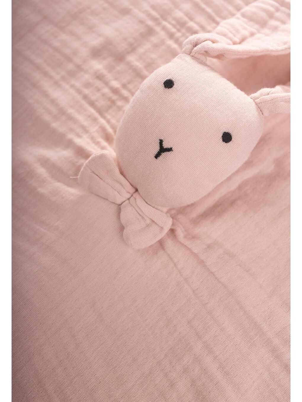 Tavşan Müslin Uyku Arkadaşı (Yıkanmıştır) 40X40 Cm Pudra-1