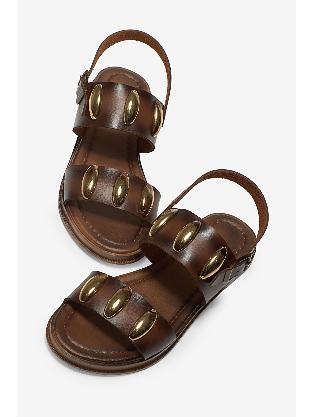 Kahverengi Kadın Taba Termo Taban Tokalı Tek Bantlı Sandalet