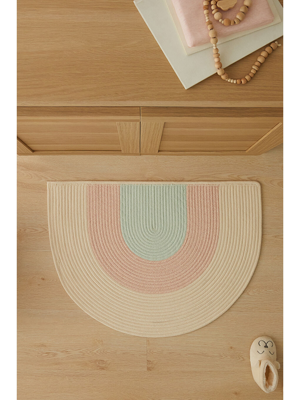 Pembe Çocuk Odası Yıkanabilir Pamuklu Paspas 71 x 50 cm-2
