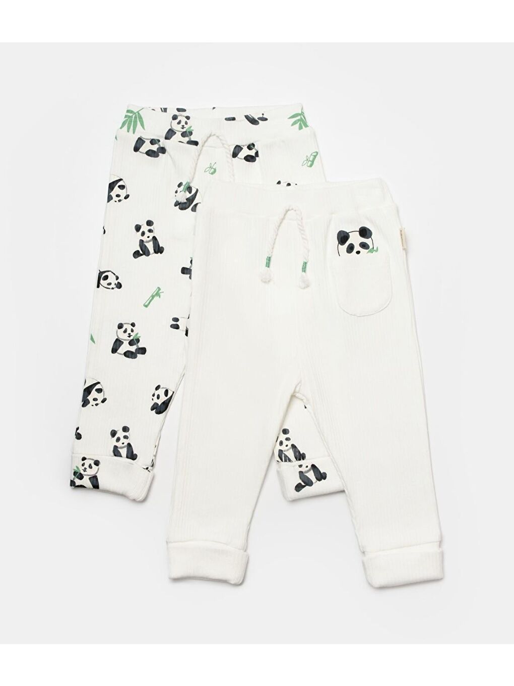 BabyCosy Organic Wear Ekru Kız Bebek Pantolon 2'li CSYB9059 - 1