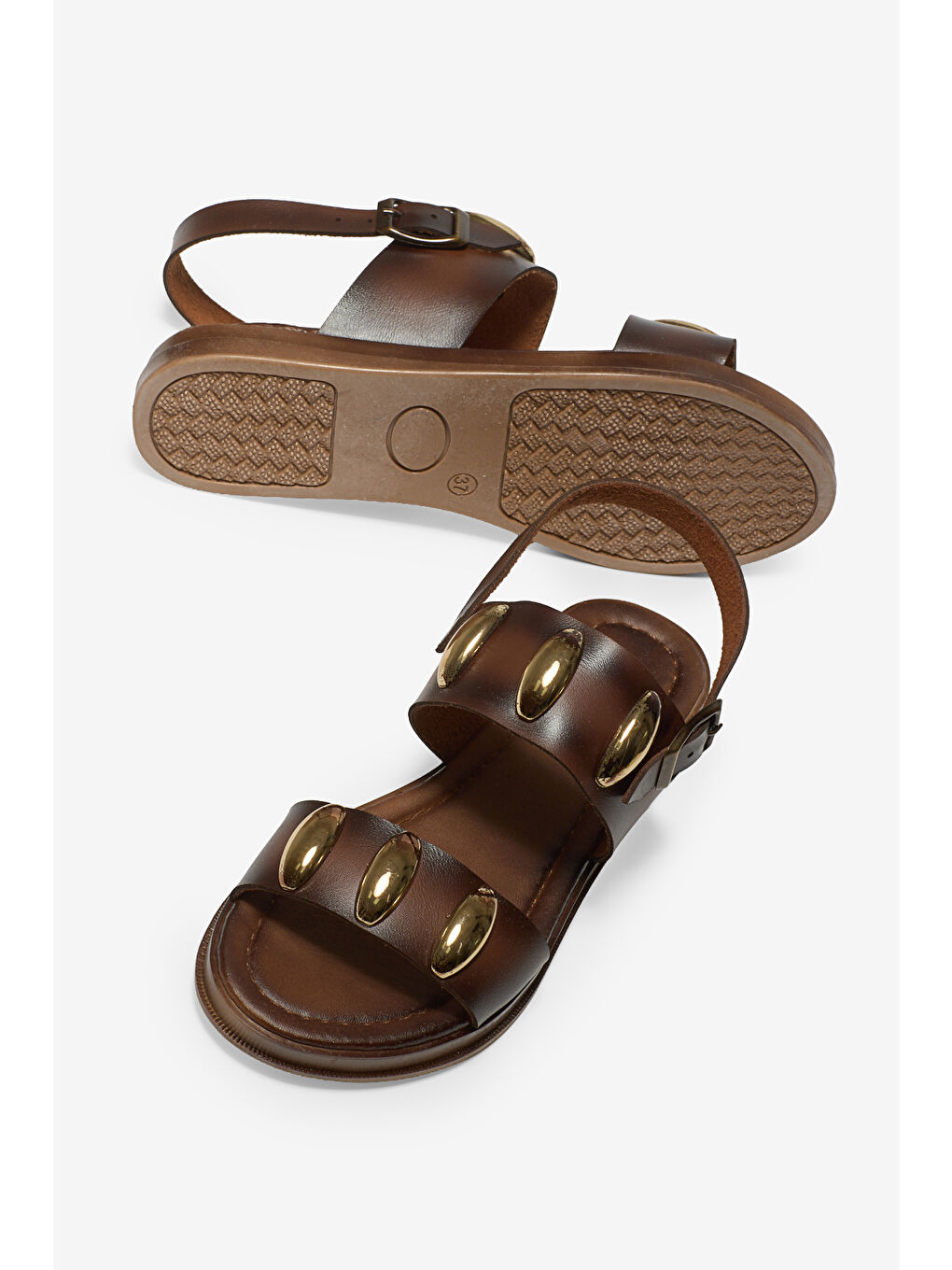 Kahverengi Kadın Taba Termo Taban Tokalı Tek Bantlı Sandalet-2