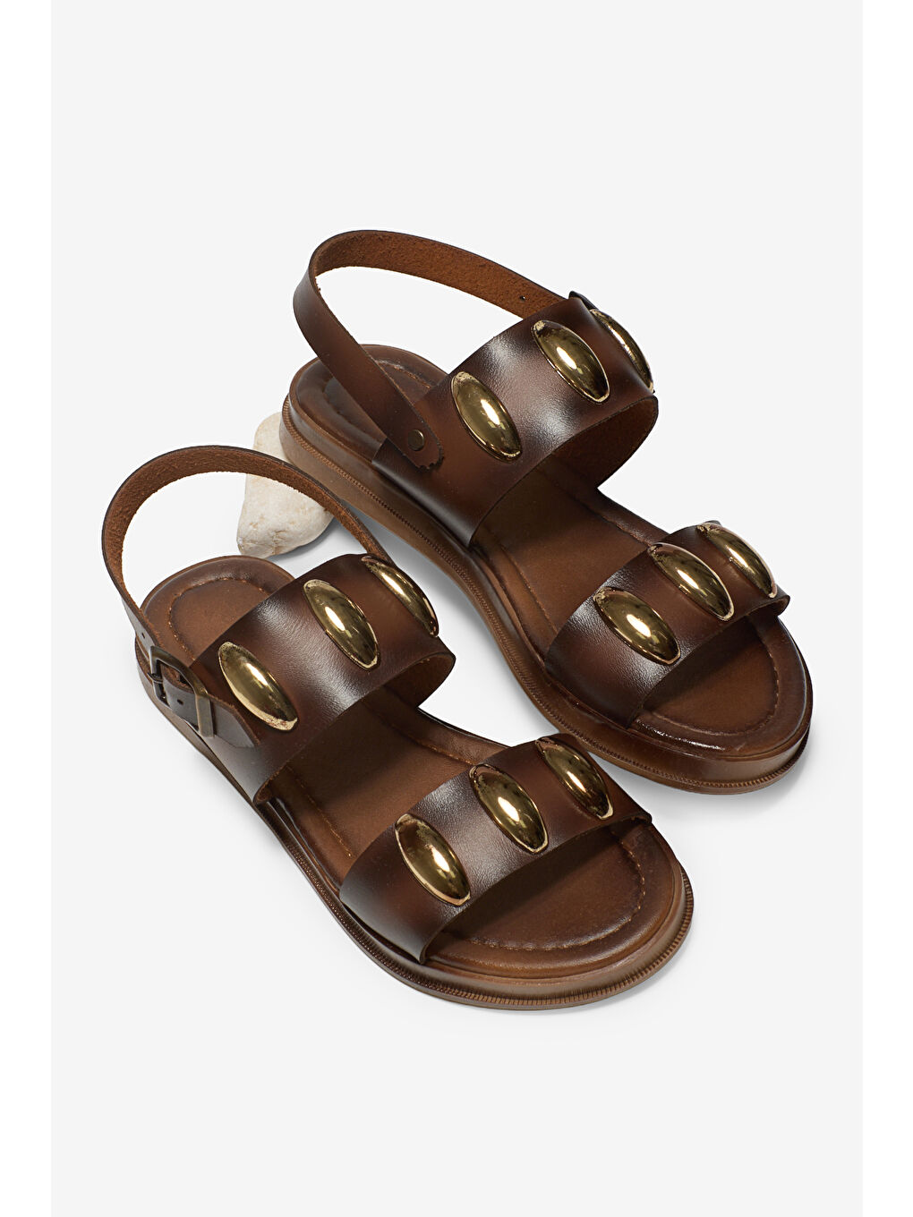 Kahverengi Kadın Taba Termo Taban Tokalı Tek Bantlı Sandalet-3