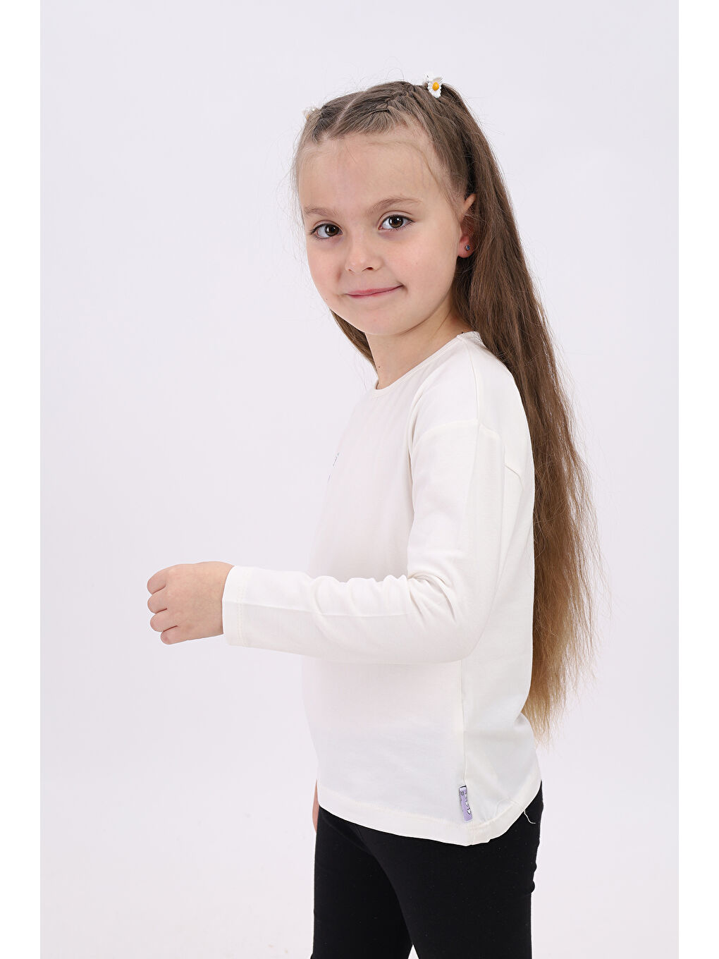 Ekru Kız Çocuk Baskılı Tişört-2