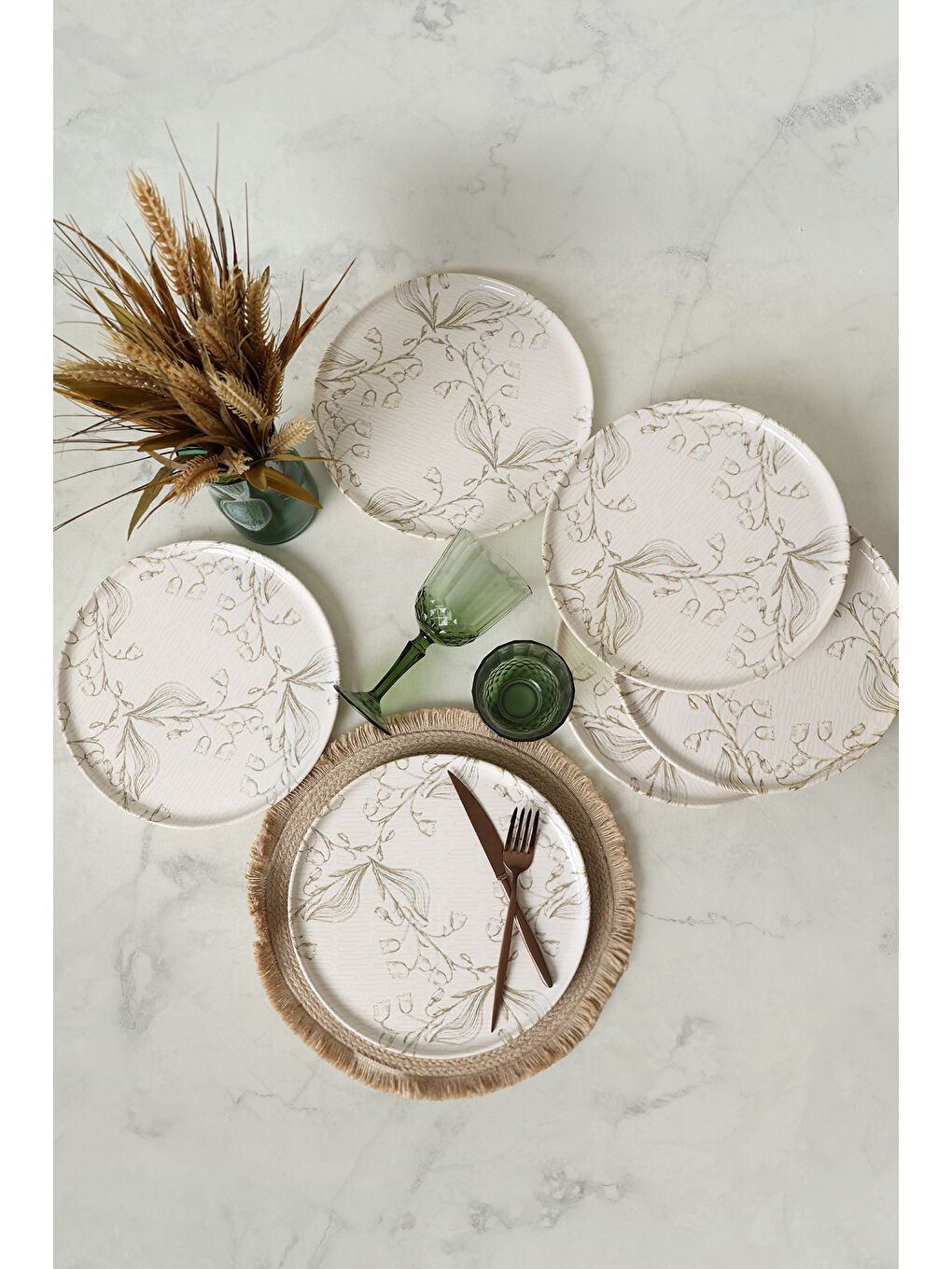 Karışık Soft Flora Nordic Servis Tabağı 28 Cm 6 Adet