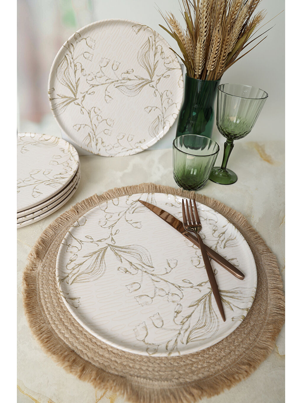 Karışık Soft Flora Nordic Servis Tabağı 28 Cm 6 Adet-1