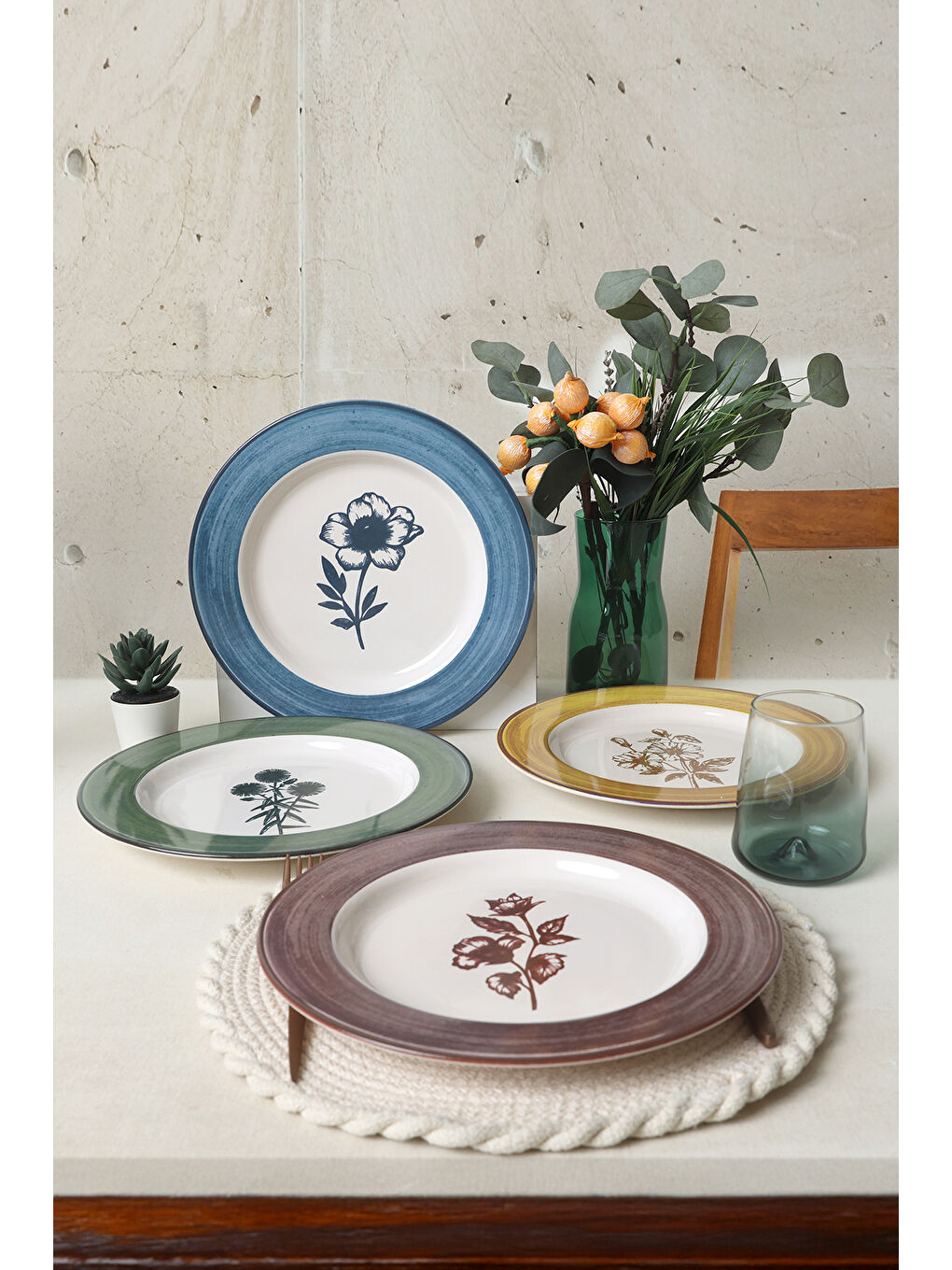 Karışık Floral Essence Servis Tabağı 28 Cm 4 Adet-1