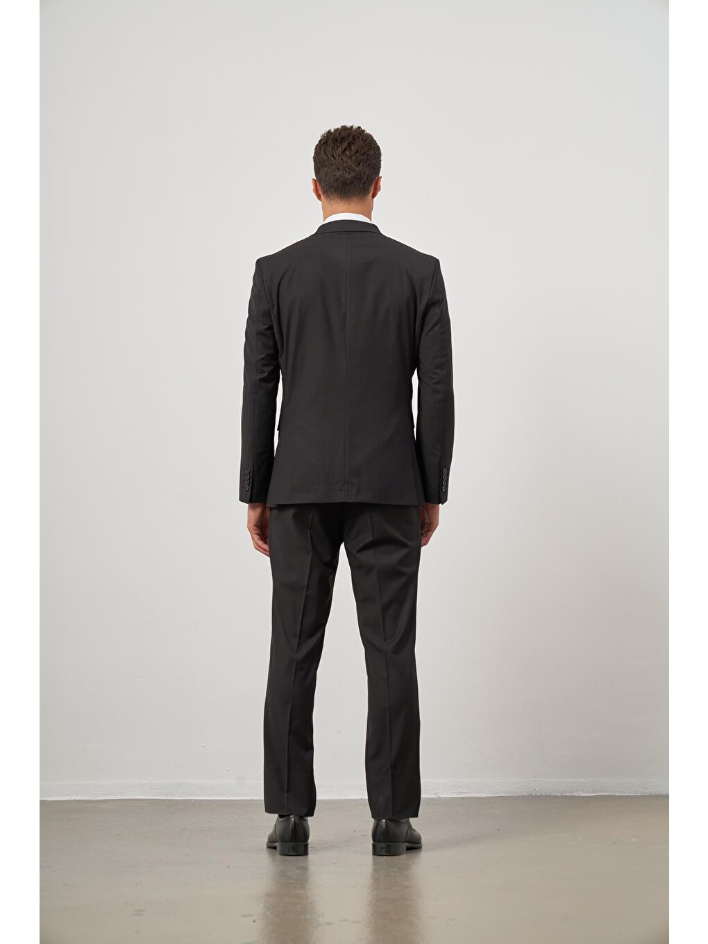 Siyah Düz Kılıç Yaka Çift Yırtmaç 2 Düğme Yelekli 6 Drop Slim Fit Classic Takım Elbise 1001245151-6