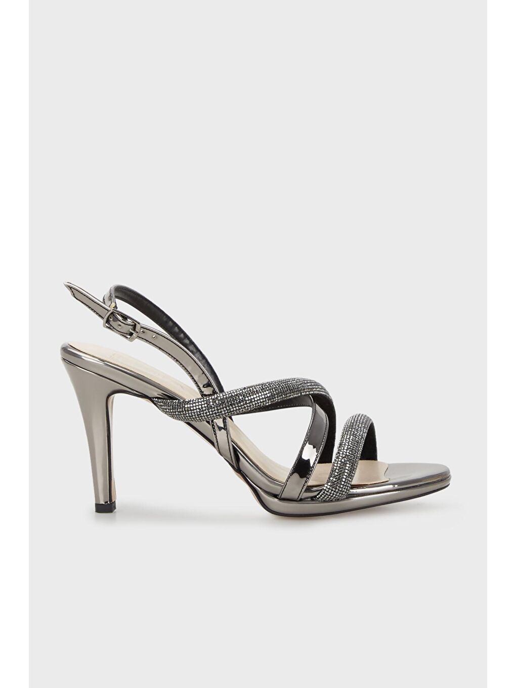 Gri Taş Detaylı Kemerli Abiye Ayakkabı 3475871770