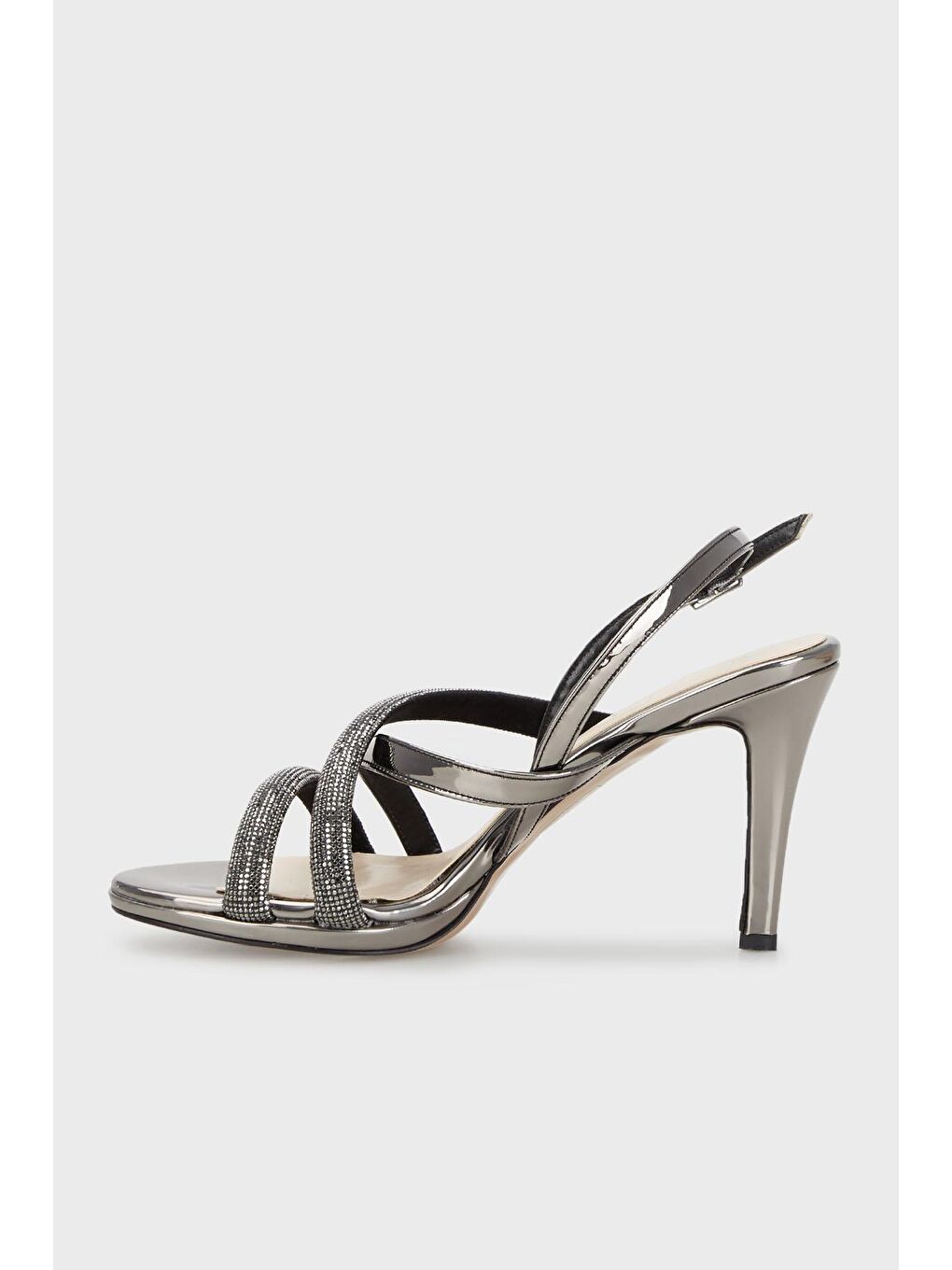 Gri Taş Detaylı Kemerli Abiye Ayakkabı 3475871770-1