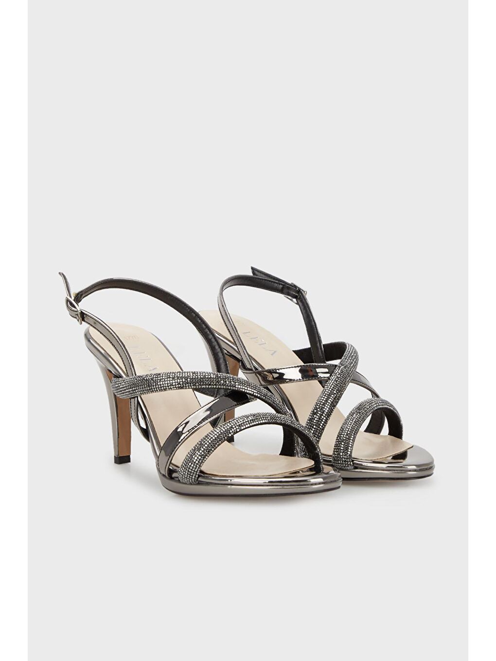 Gri Taş Detaylı Kemerli Abiye Ayakkabı 3475871770-2