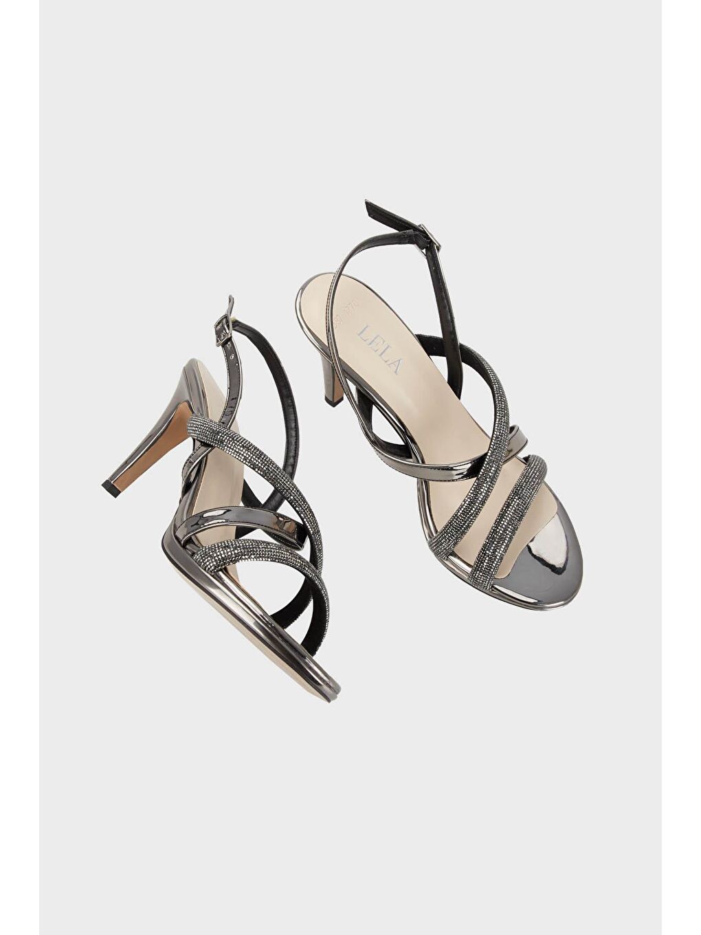 Gri Taş Detaylı Kemerli Abiye Ayakkabı 3475871770-4