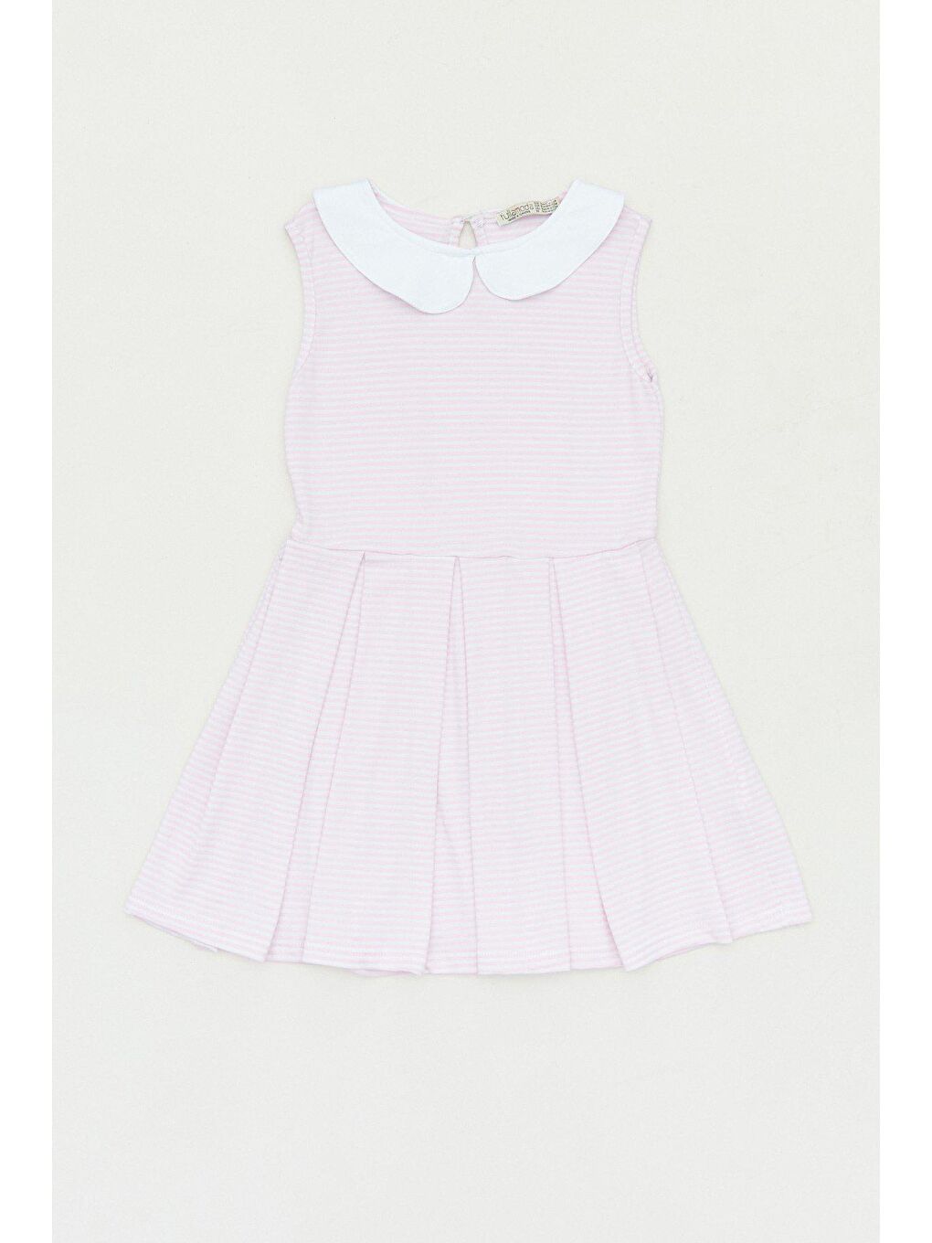 Pembe Çizgili Bebe Yaka Kız Çocuk Elbise