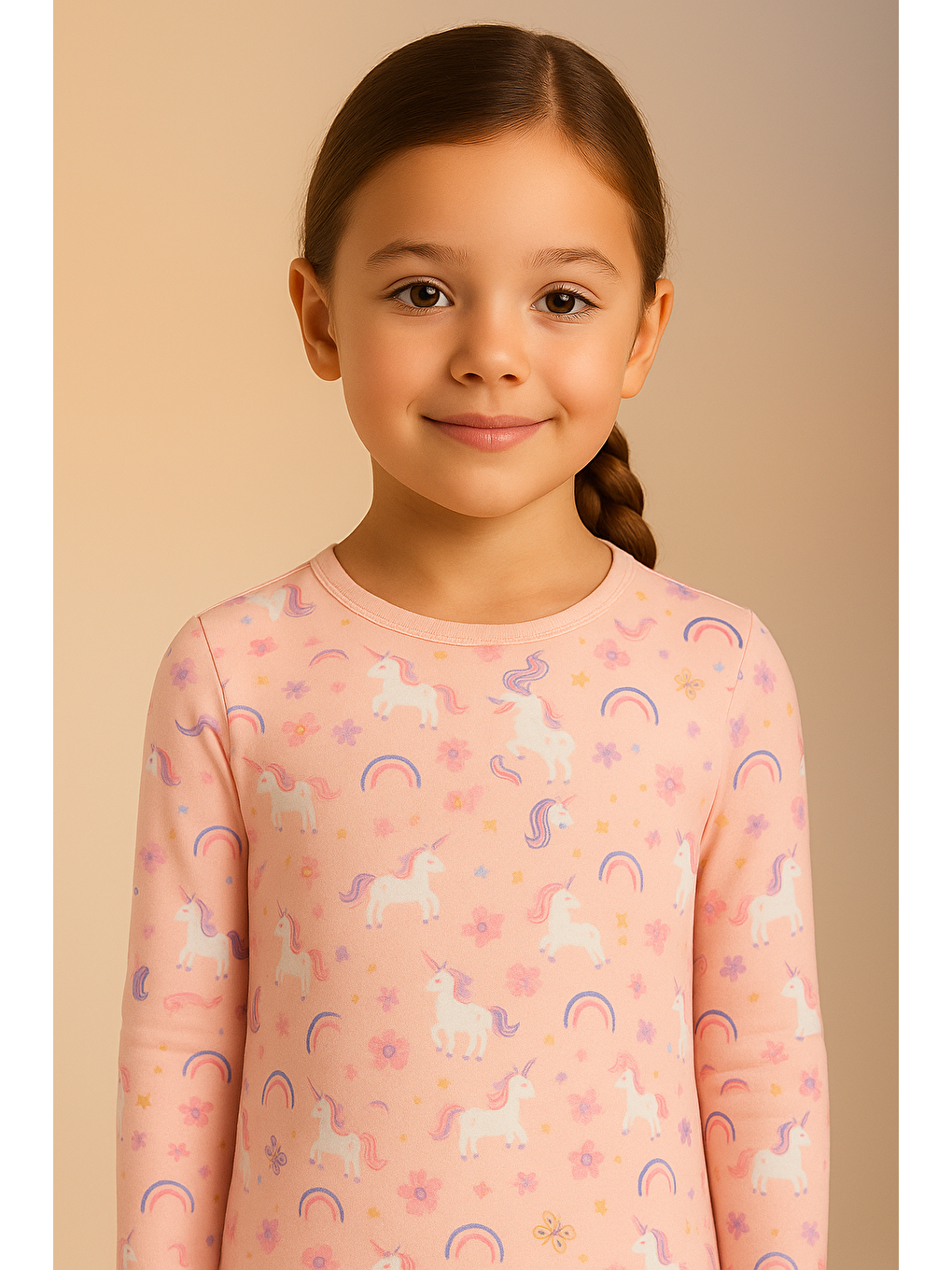 Pembe Kız Çocuk Desenli Kutulu Pijama Takımı-2