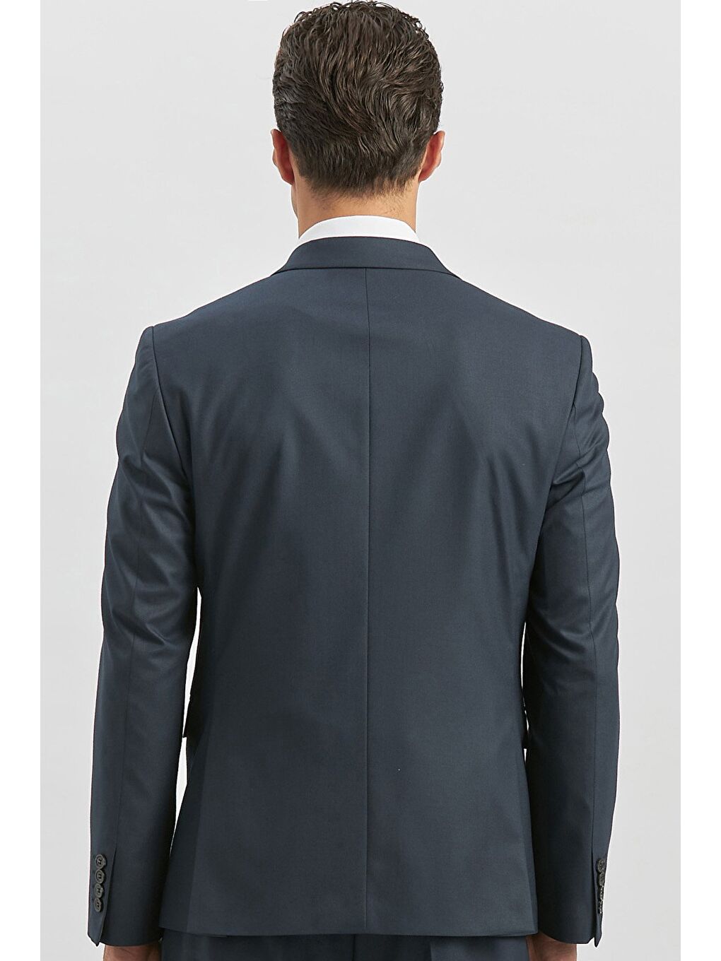 Koyu Lacivert Kırlangıç Yaka Astarlı Yelekli 6 Drop Slim Fit Klasik Takım Elbise 1001240179-5