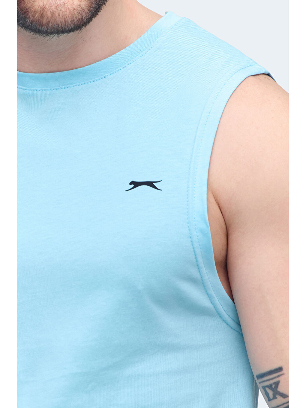 Yeşil VIZON Erkek Kolsuz Tişört Nane-4