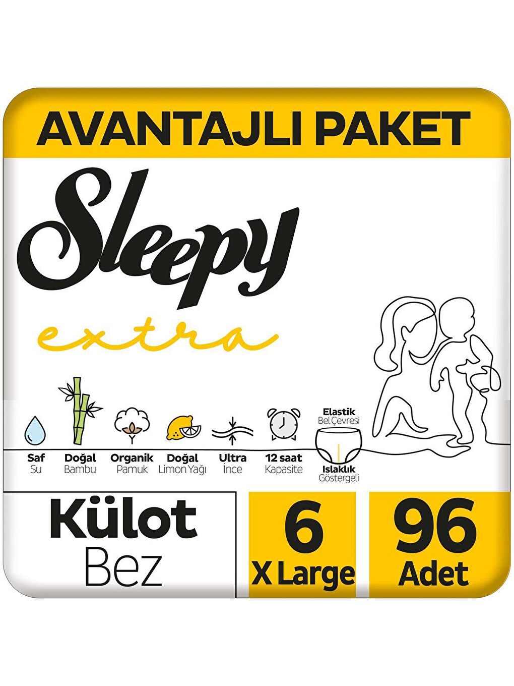 Sleepy Beyaz Extra Günlük Aktivite Avantajlı Paket Külot Bez 6 Numara Xlarge 96 Adet