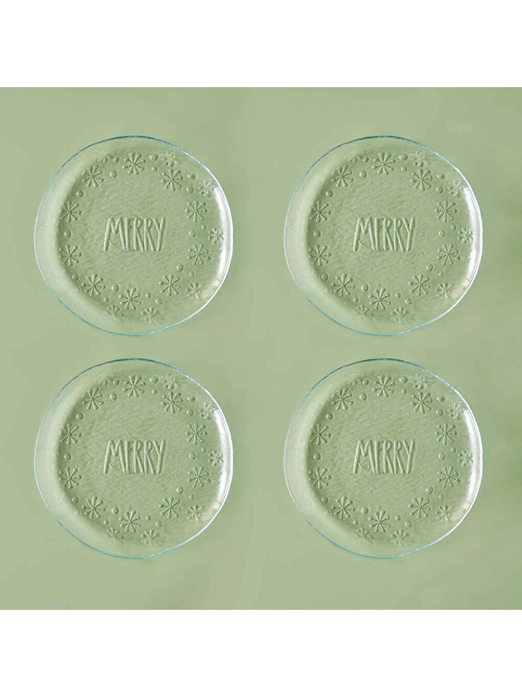 Bej Merry 4'lü Cam Servis Tabağı Naturel (28 cm)