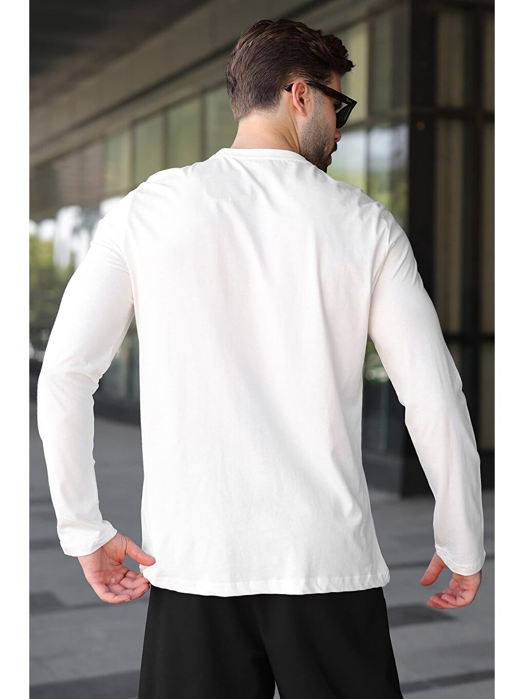 Ekru %100 Pamuklu Slim Fit Erkek Tişört E7187-3