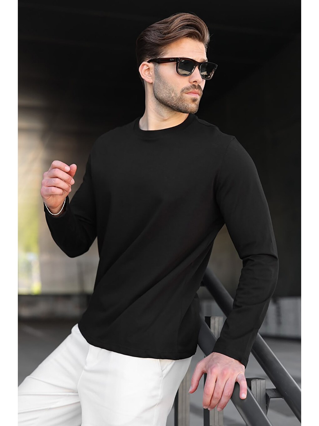 Siyah %100 Pamuklu Slim Fit Erkek Tişört E7187