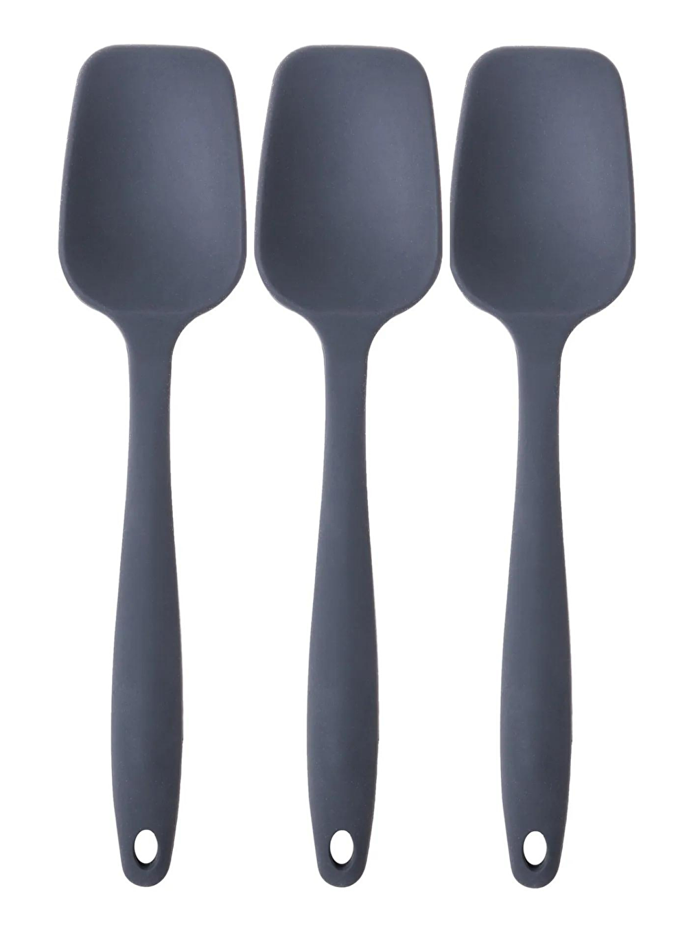 Kitchen Design Lab Büyük Yanmaz Silikon Antrasit Düz Spatula Seti 3 Adet - Silikon Düz Spatula 3'lü Set Antrasit