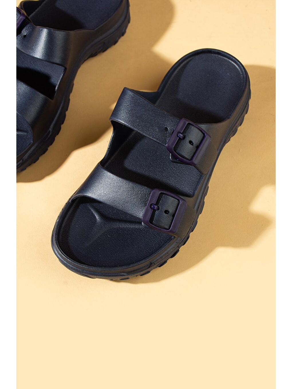 Lacivert Önü Açık Kaymaz Taban Çift Tokalı Eva Erkek Terlik KY24-110M-2