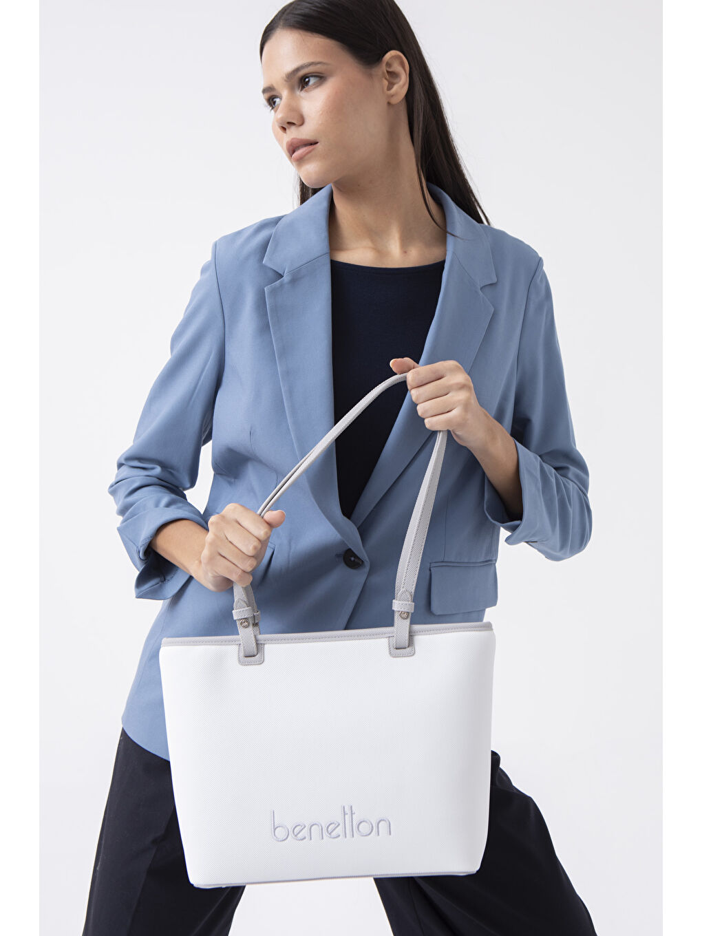 Kadin Kol Çantasi Beyaz-A.gri̇ BNT1583