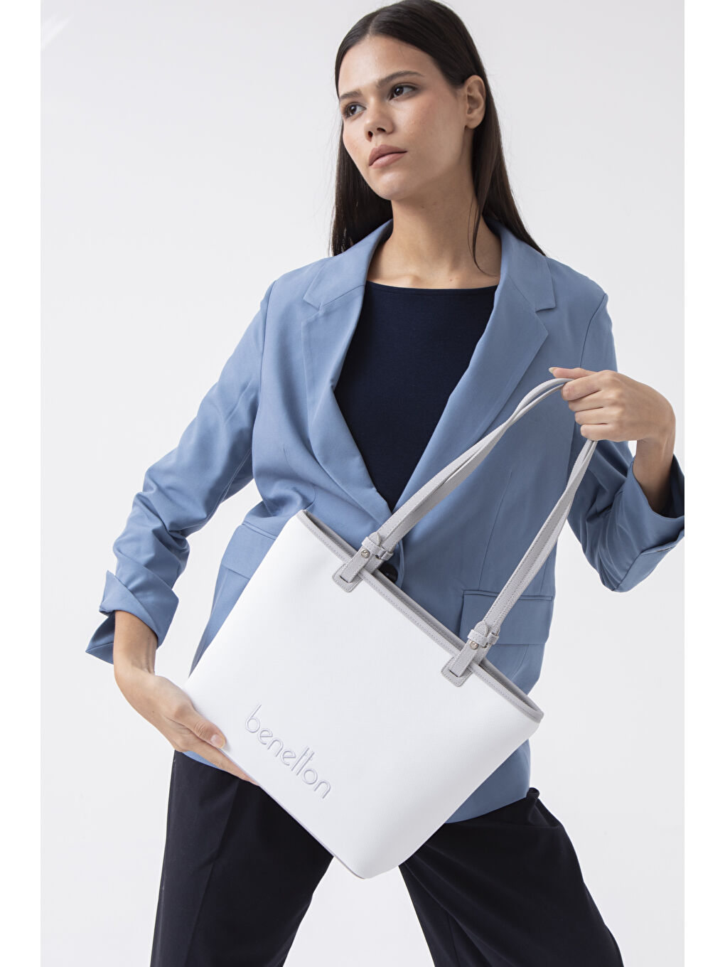 Kadin Kol Çantasi Beyaz-A.gri̇ BNT1583-1