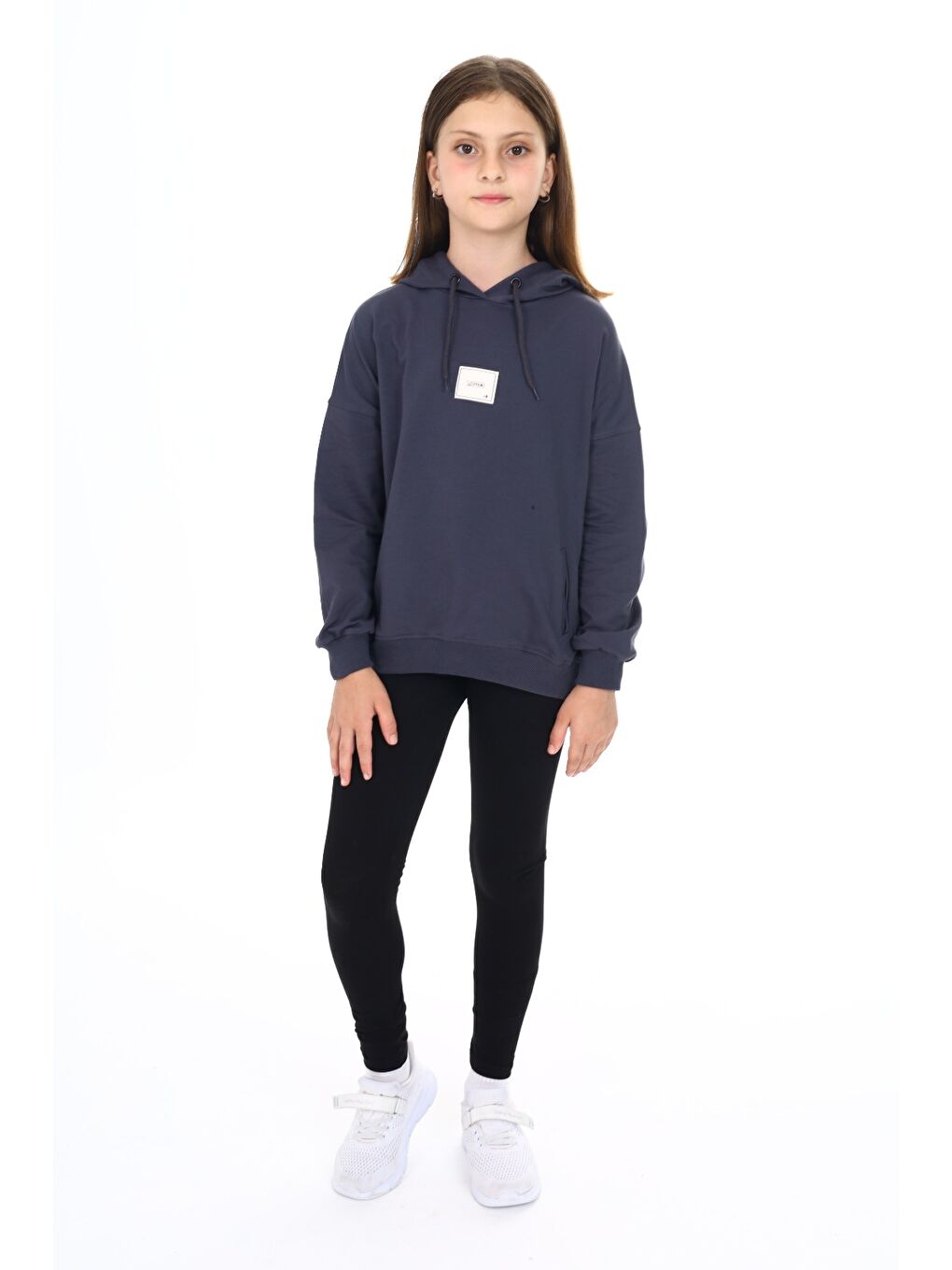 Gri Kız Çocuk Armalı Taytlı Takım