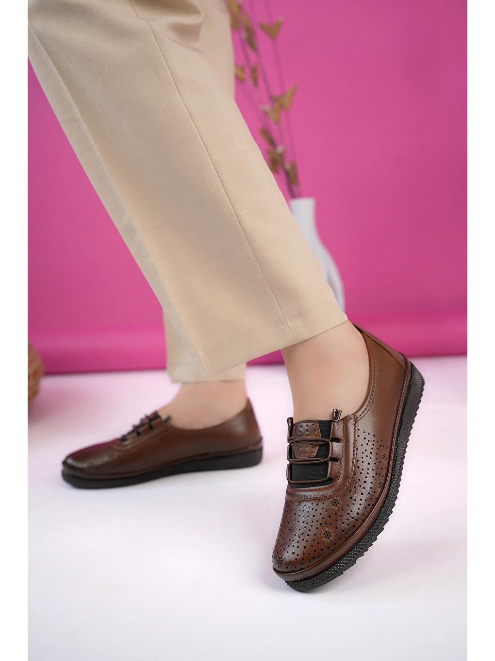 Kahverengi Jasen Günlük Klasik Rahat Ortopedik Kadın Ayakkabı-1