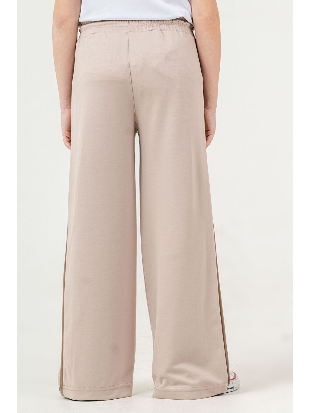 Bej Keep Smiling Nakışlı Yanlar Garnili Kız Çocuk Eşofman Altı-5