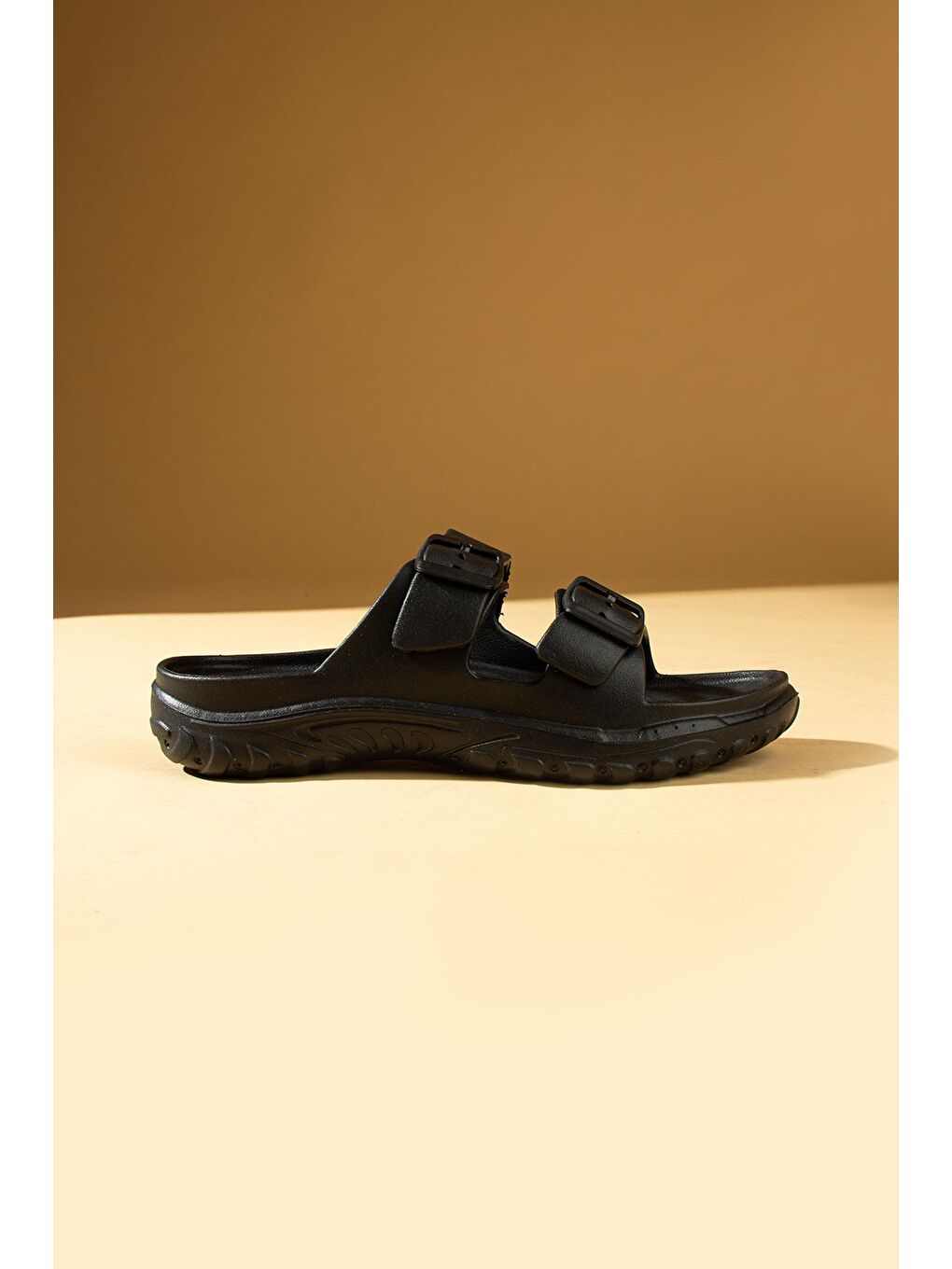 Siyah Önü Açık Kaymaz Taban Çift Tokalı Eva Erkek Terlik KY24-110M-1