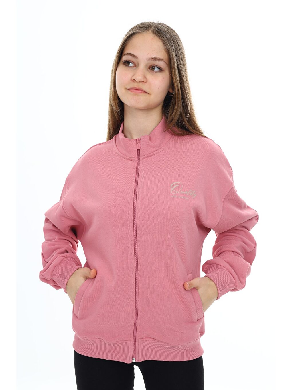 Pembe Kız Çocuk Baskılı Hırka