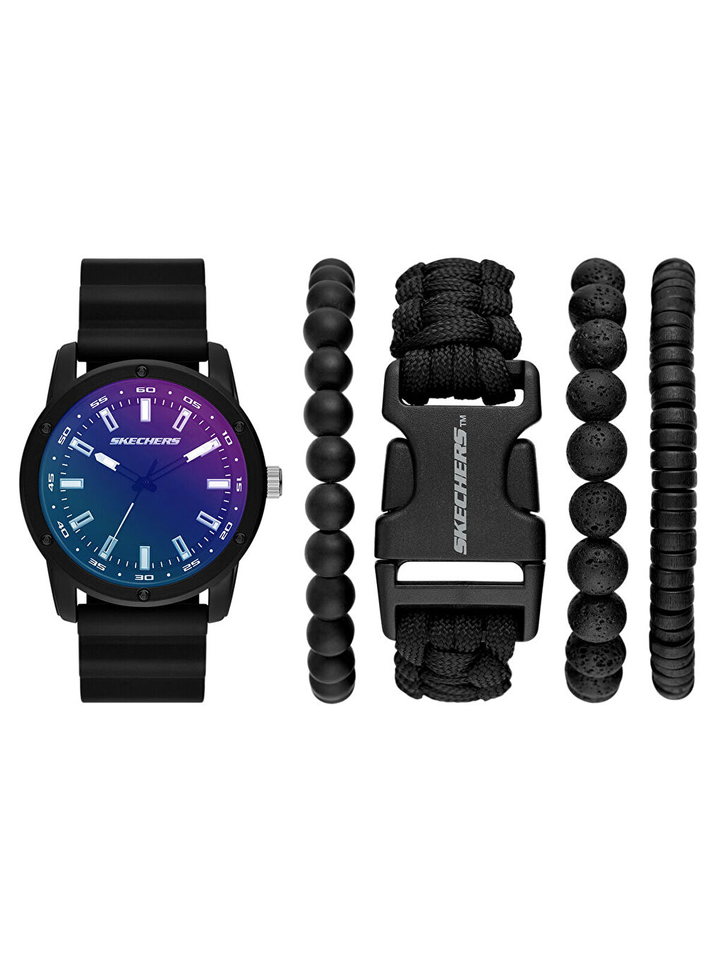 Siyah SR9083 Erkek Kol Saati ve Bileklik Seti