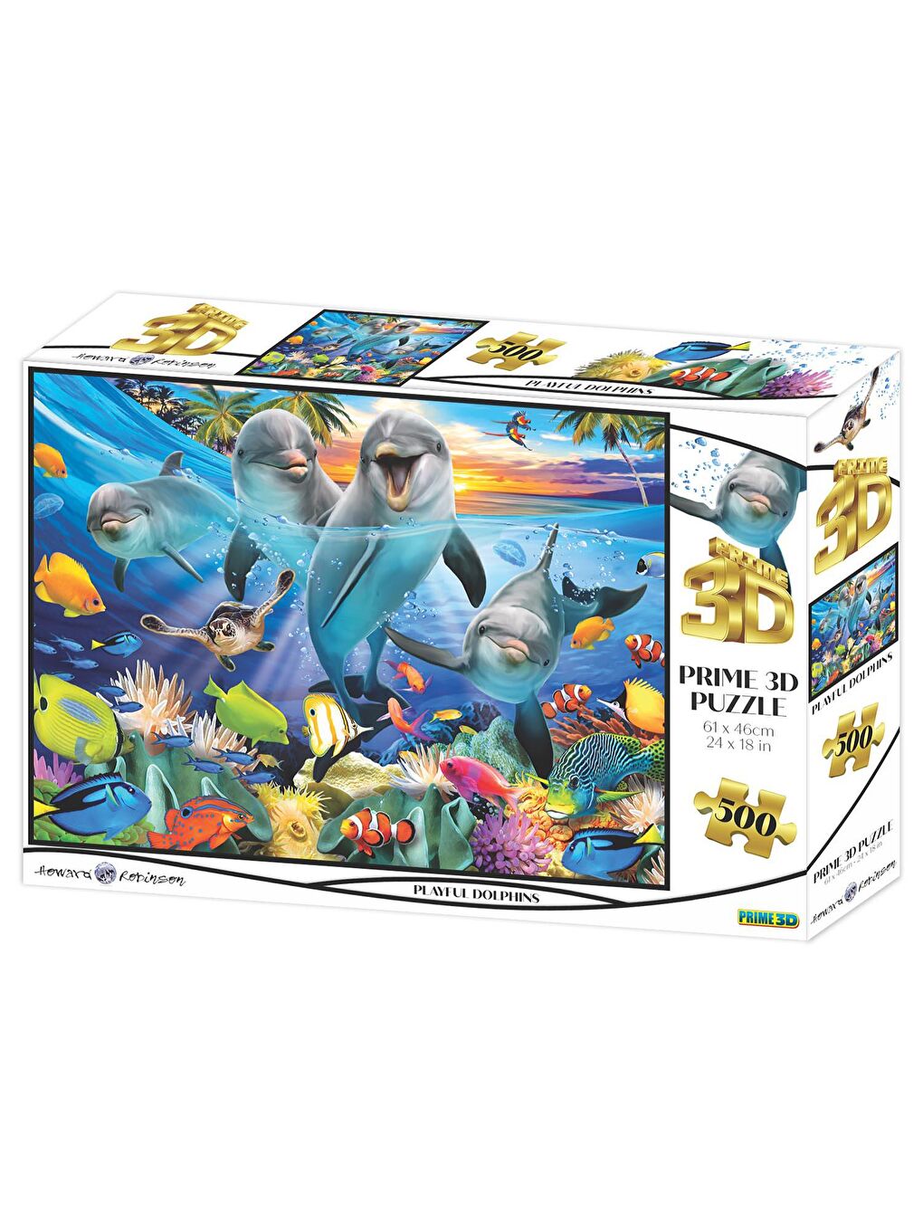 Prime 3D Renksiz Oyuncu Yunuslar 500 Parça Yetişkin Puzzle 10363