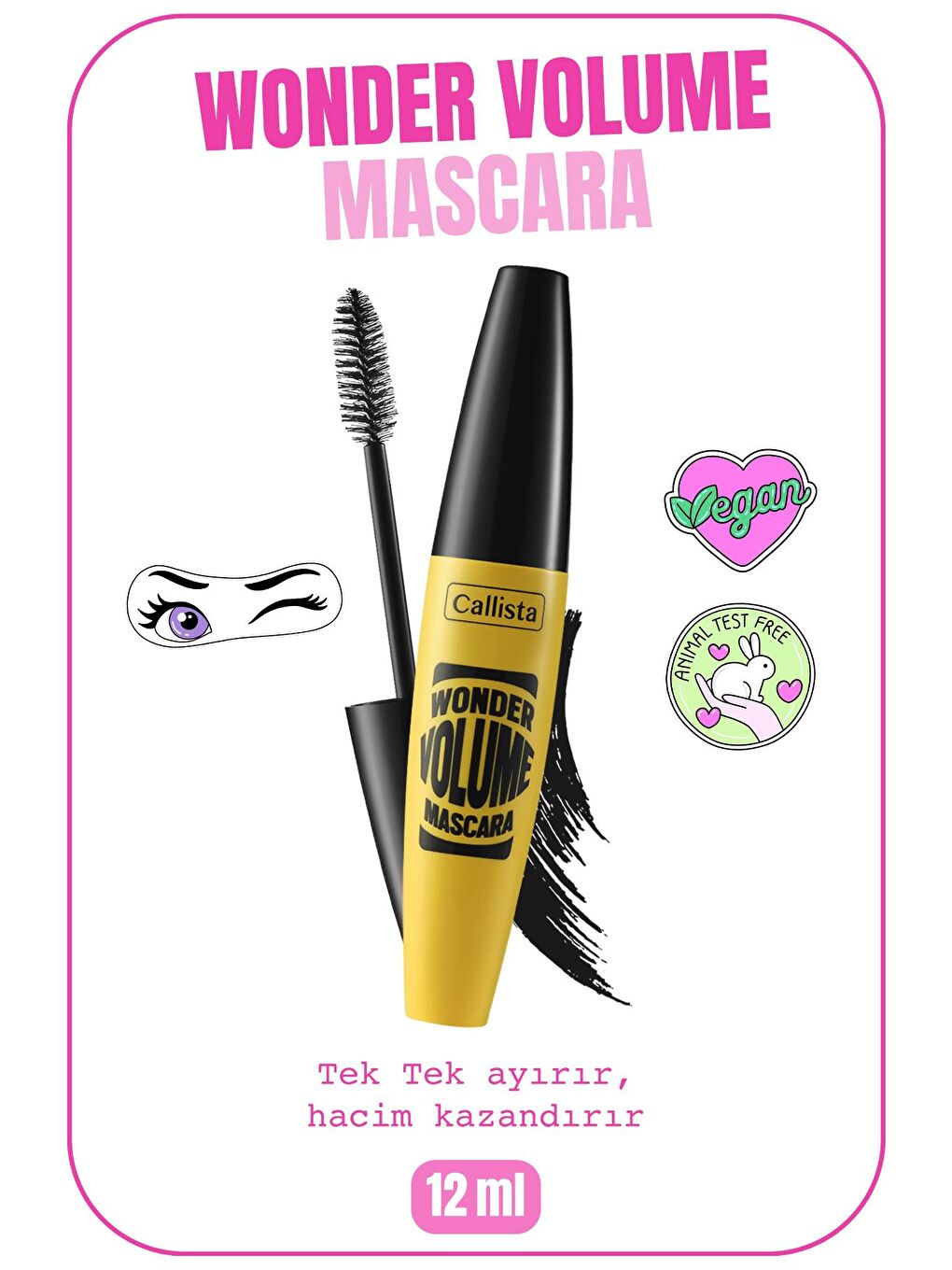 Callista Siyah Wonder Volume Mascara Hacim ve Kıvırma Etkili Maskara Siyah