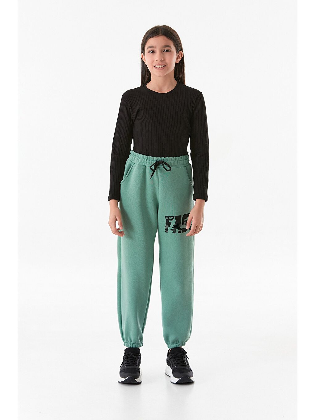 Turkuaz 3 İplik Fast Yazı Baskılı Jogger Unisex Çocuk Eşofman Altı