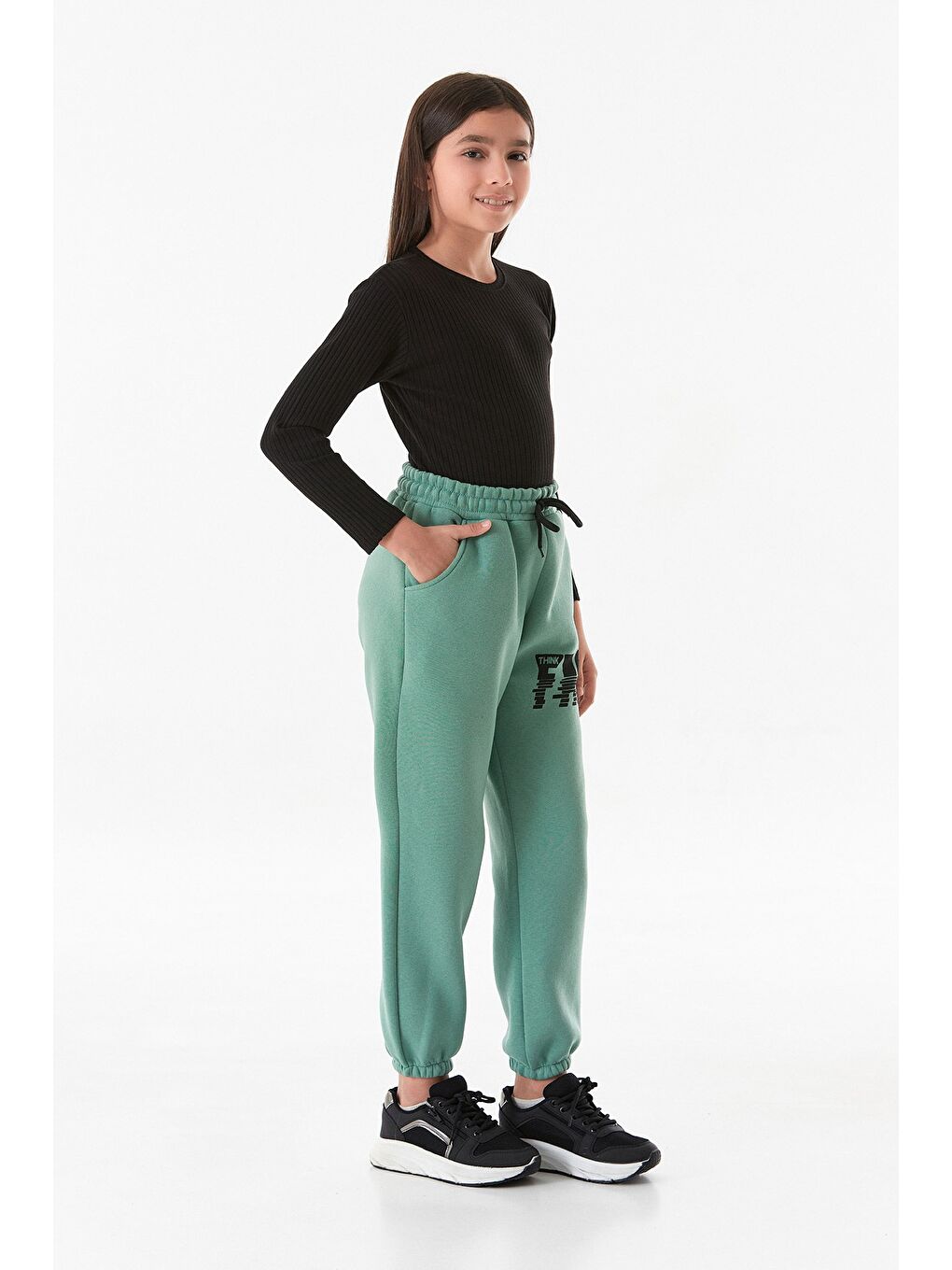 Turkuaz 3 İplik Fast Yazı Baskılı Jogger Unisex Çocuk Eşofman Altı-2
