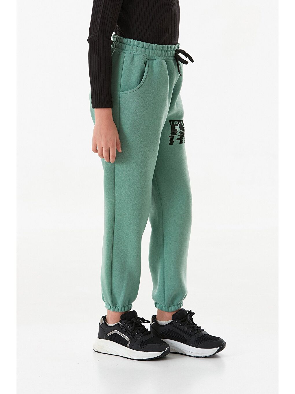 Turkuaz 3 İplik Fast Yazı Baskılı Jogger Unisex Çocuk Eşofman Altı-3