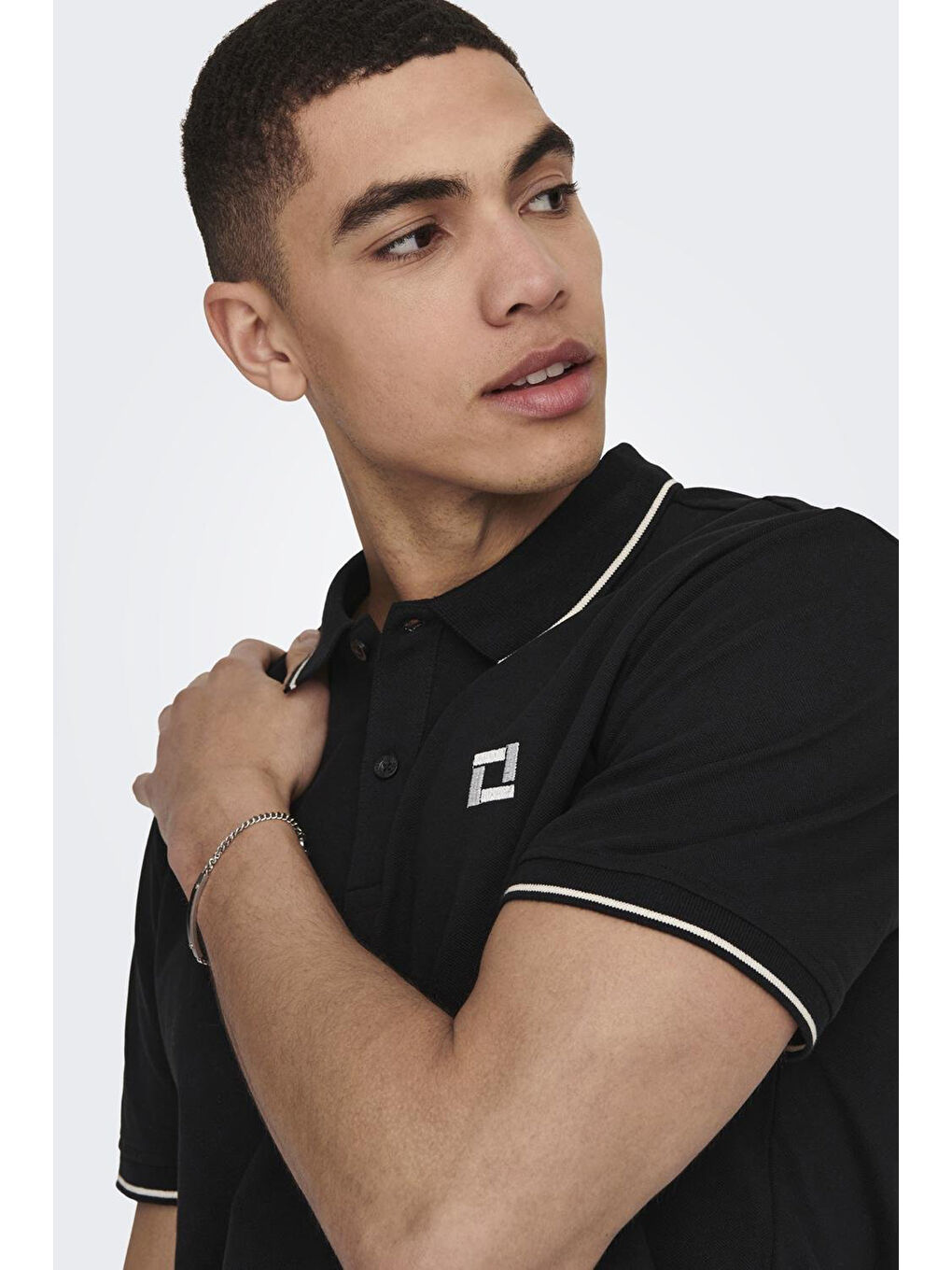 Siyah Onsfletcher Pamuklu Regular Fit Düğmeli Polo Yaka %100 Pamuk Tişört 22024827-4