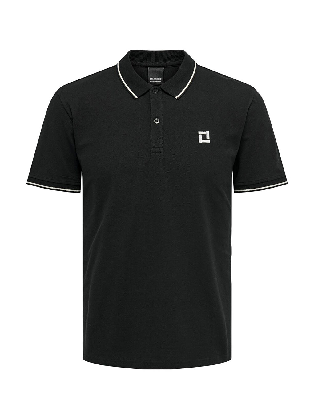 Siyah Onsfletcher Pamuklu Regular Fit Düğmeli Polo Yaka %100 Pamuk Tişört 22024827-5