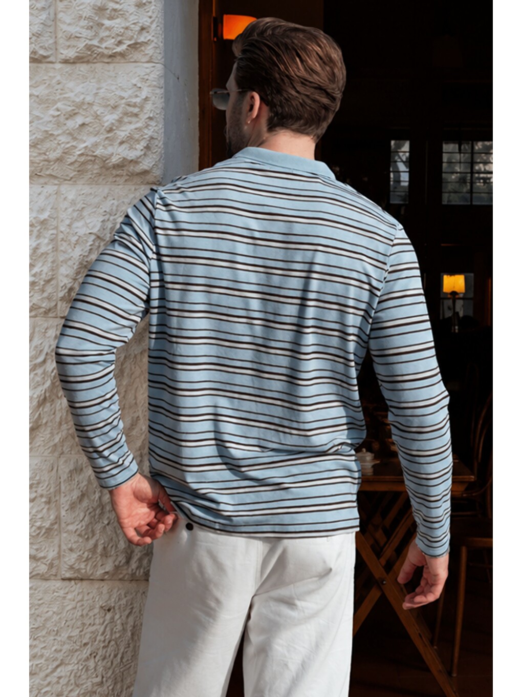 Mavi Regular Fit Çizgili Polo Yaka Erkek Tişört E7192-2