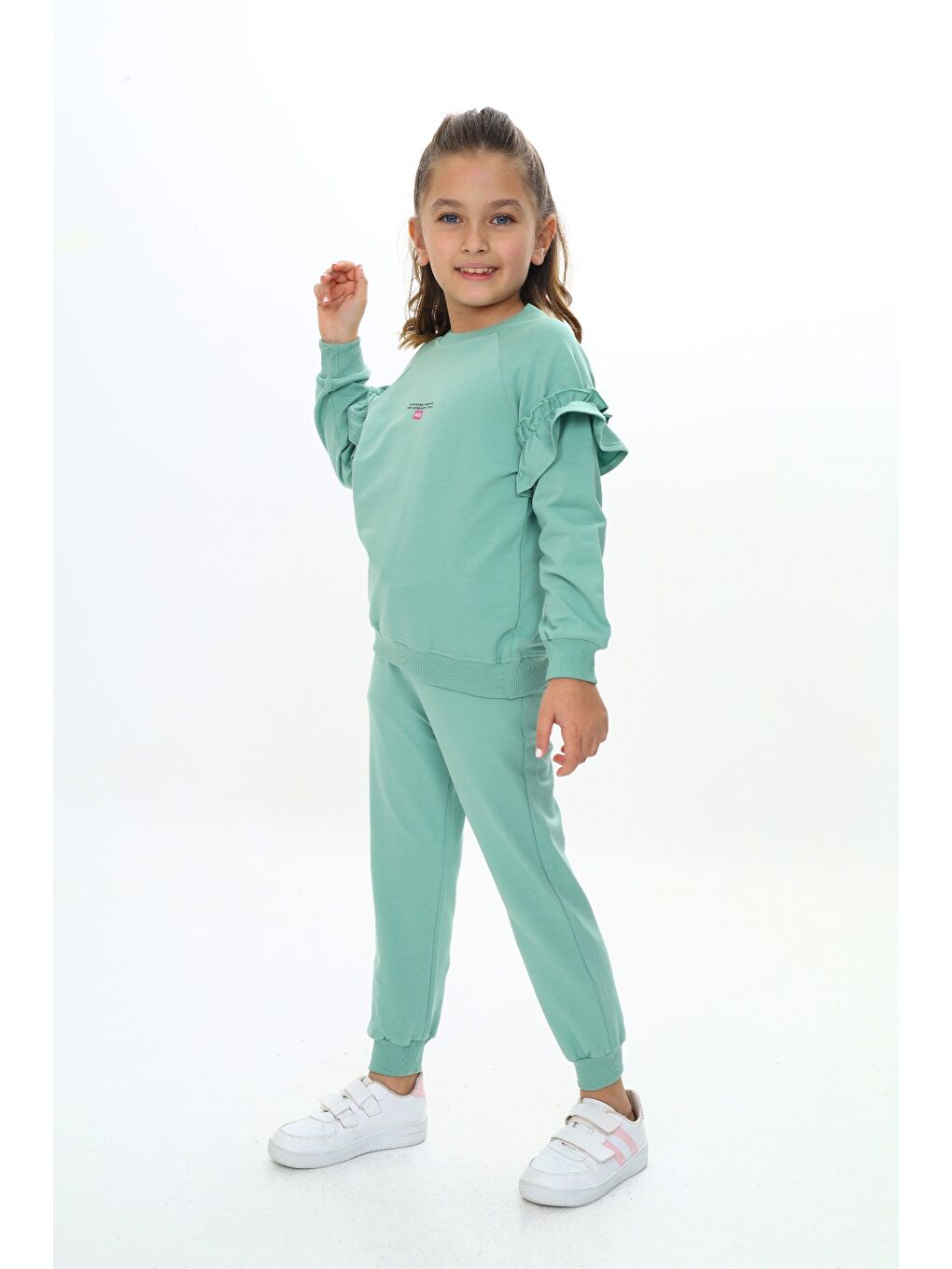 Yeşil Kız Çocuk Baskılı Eşofman Takım-1
