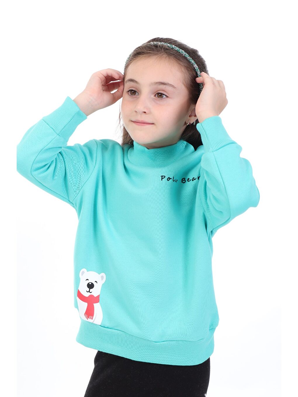 Toontoykids Yeşil Kız Bebek Baskılı Sweatshirt