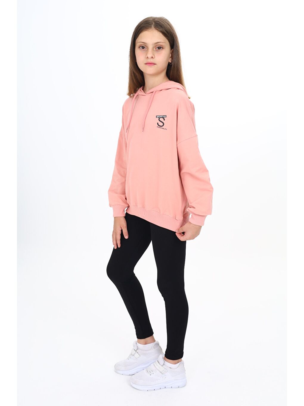 Pembe Kız Çocuk Baskılı Taytlı Takım