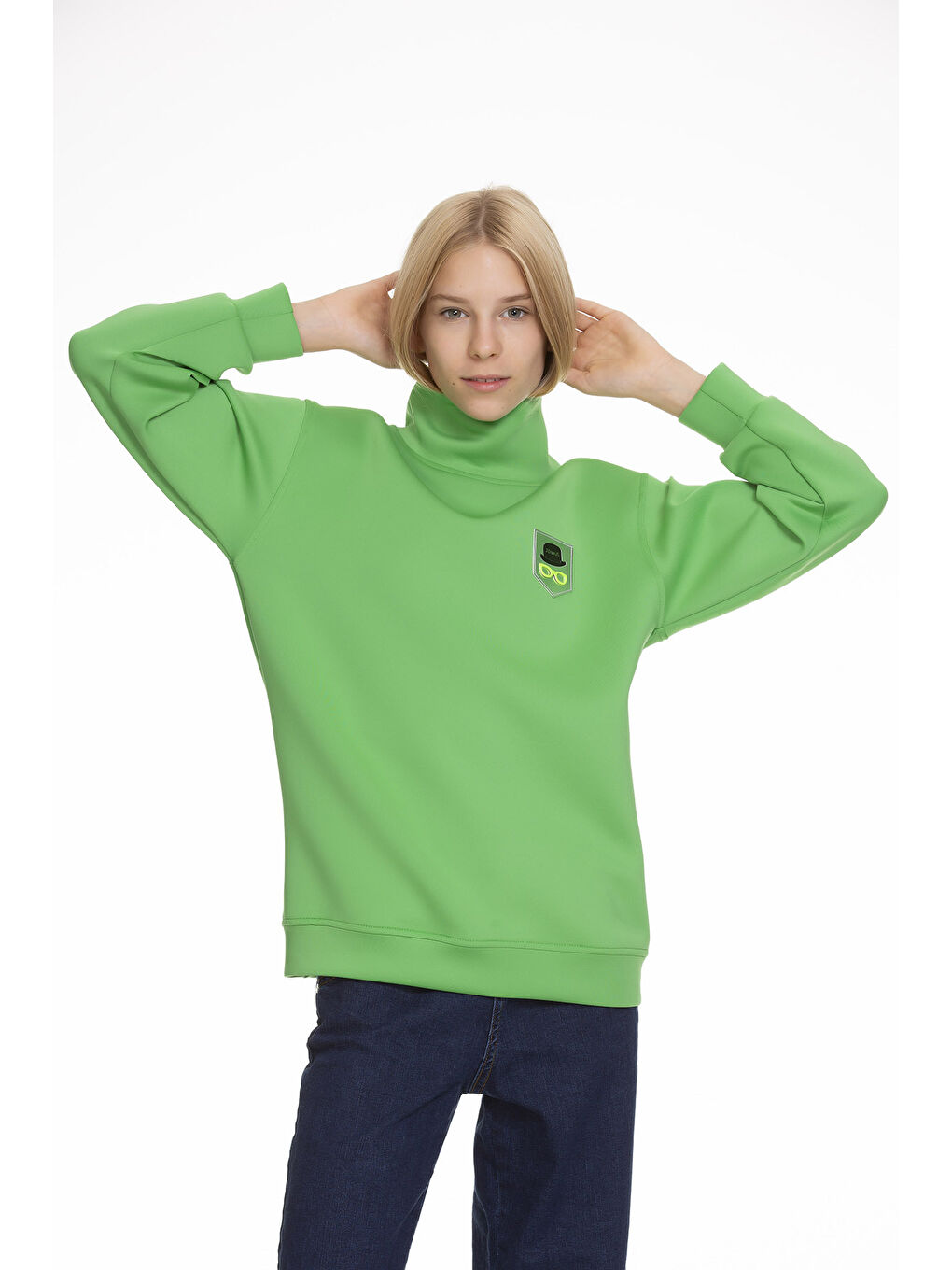 angelos Fıstık Yeşili Kız Çocuk Scuba Kumaş Sweatshirt Px1461