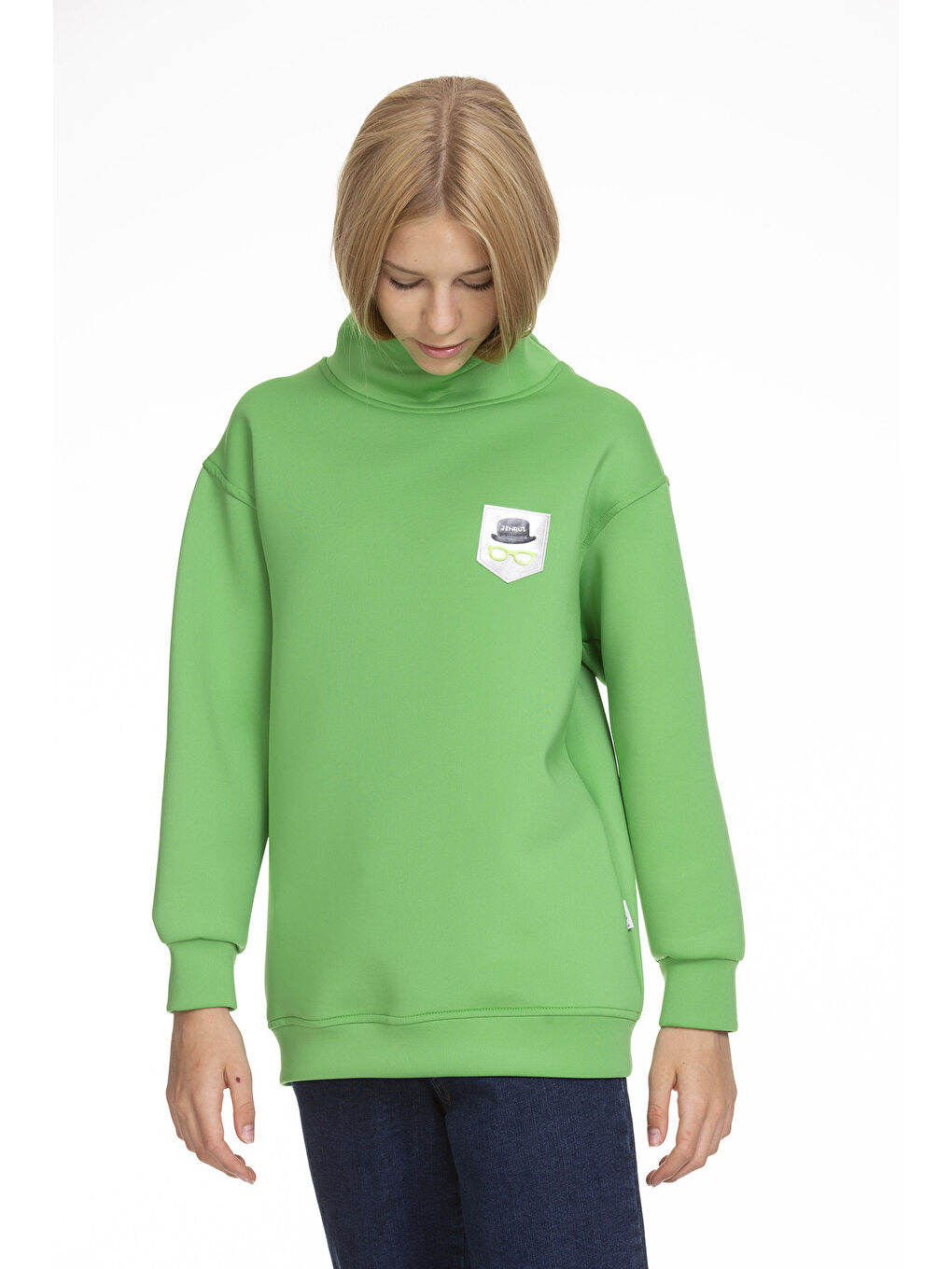 angelos Fıstık Yeşili Kız Çocuk Scuba Kumaş Sweatshirt Px1461 - 1