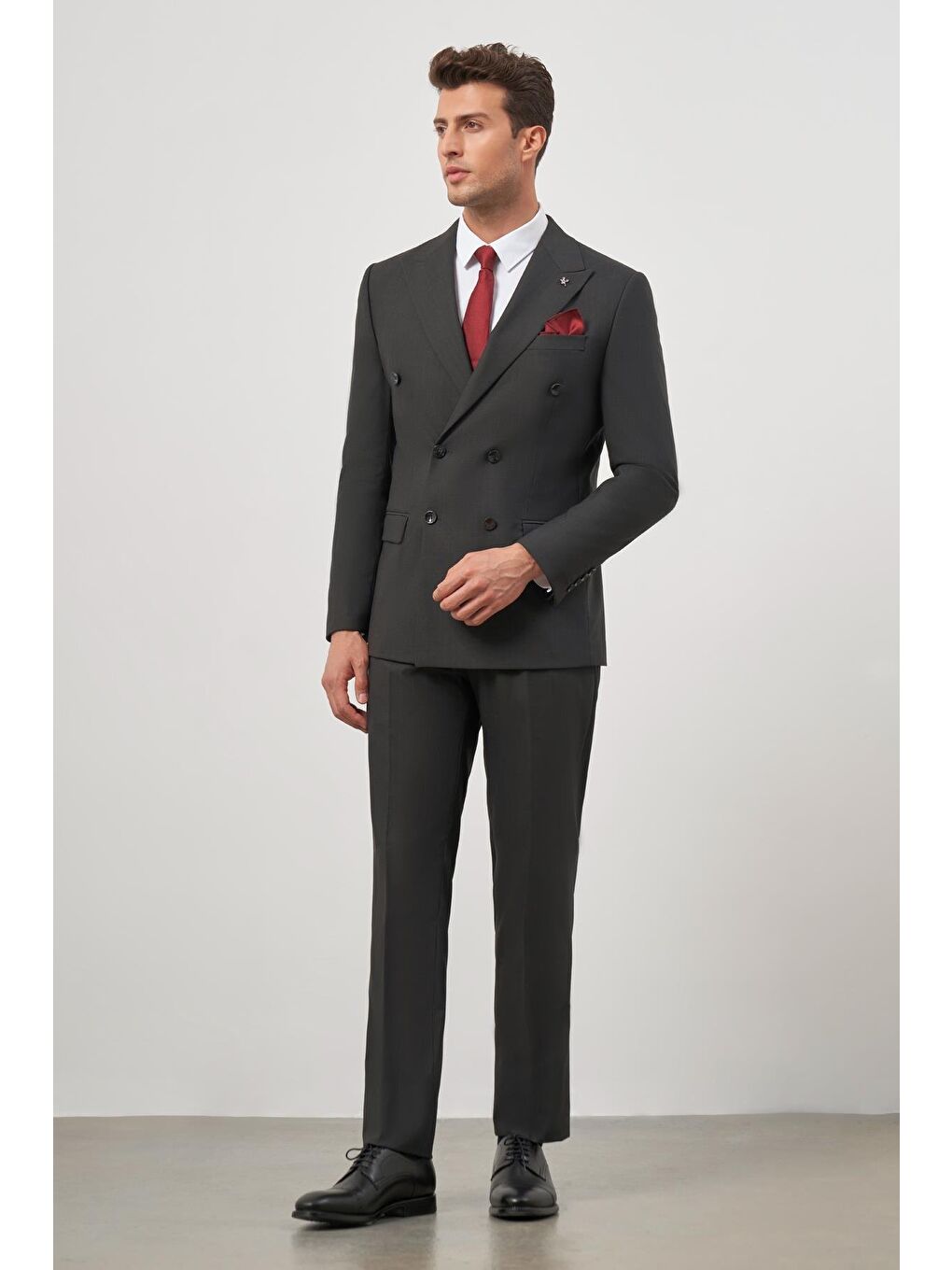 Siyah Kılıç Yaka Kruvaze 6 Drop Slim Fit Classic Takım Elbise 1001245157-1